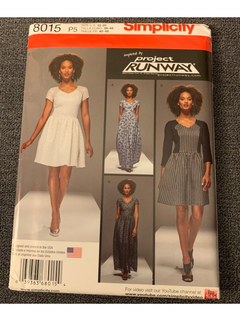 Simplicity Project Runway Dress Pattern 8015 Size 12-14-16-18-20 Uncut